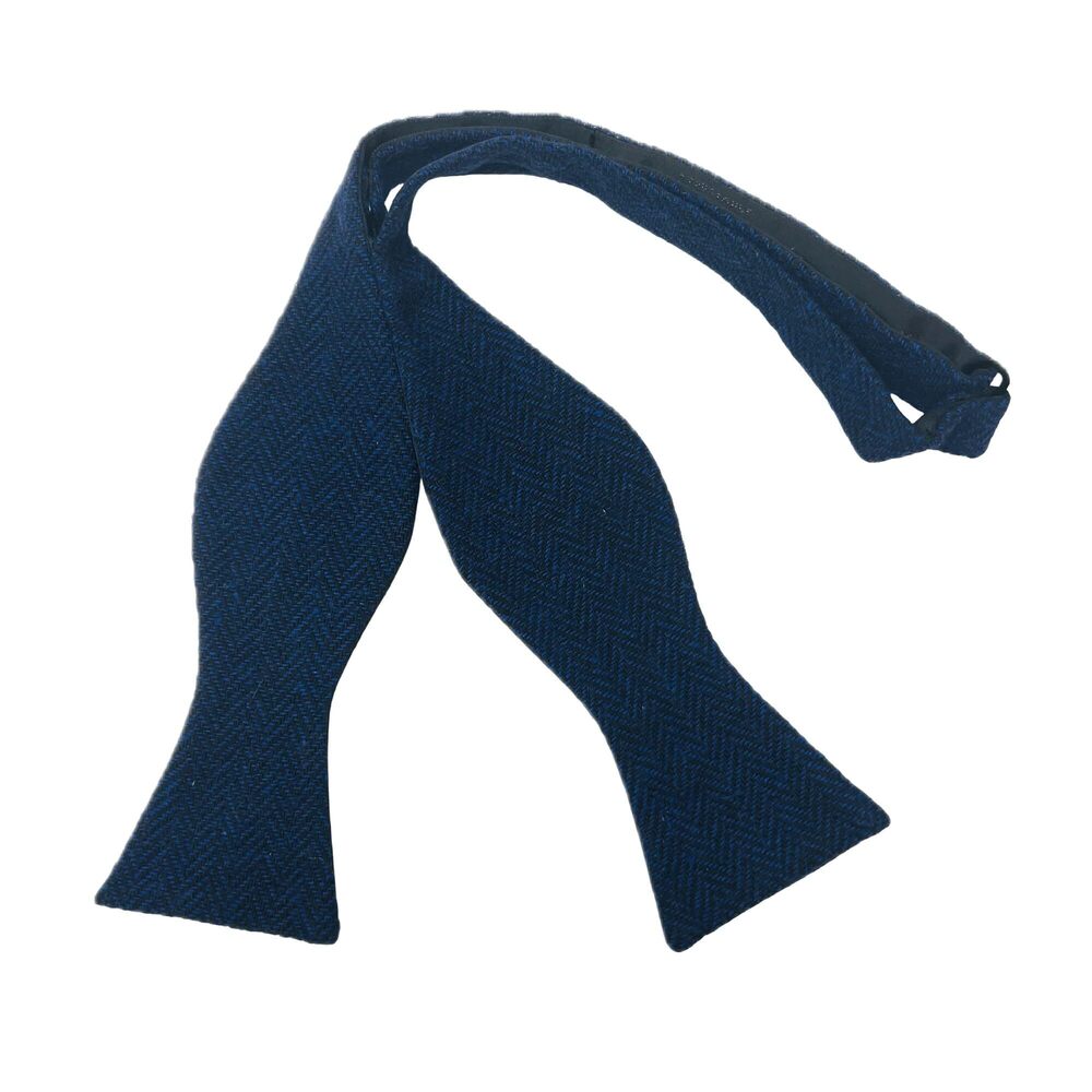 7387 Midnight Blue & Black Herringbone Self-Tie Bow Tie